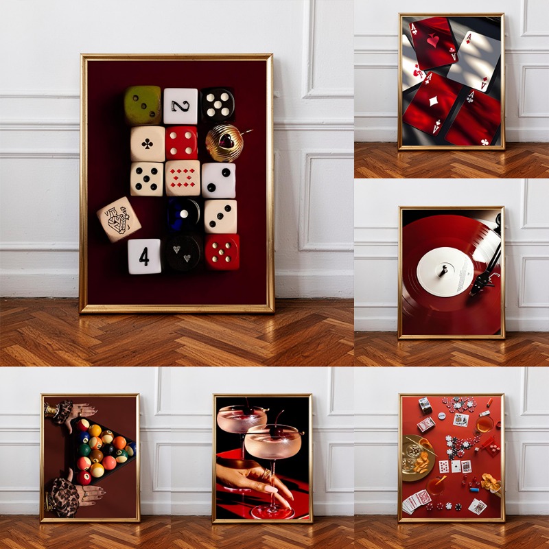 Pôster Retrô de Dados de Poker - Luxury Lifestyle Furniture avaliação e preço